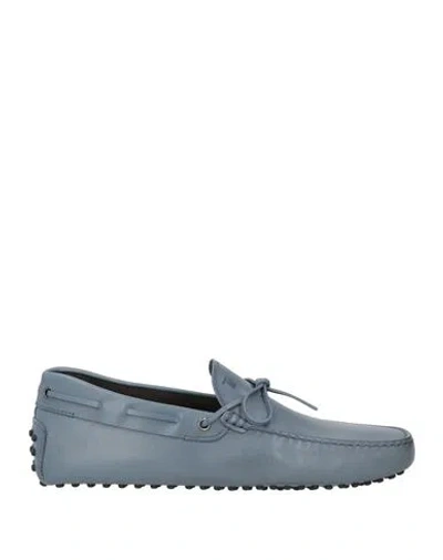 Tod's Man Loafers Slate Blue Size 9 Soft Leather