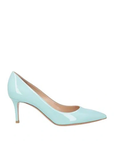 Gianvito Rossi Woman Pumps Sky Blue Size 6.5 Leather