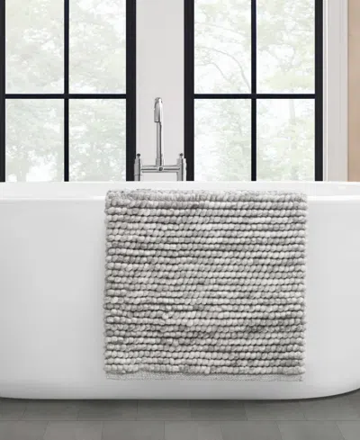 French Connection Space Dye Chunky Chenille Bath Rug, 20" X 32" In Gray
