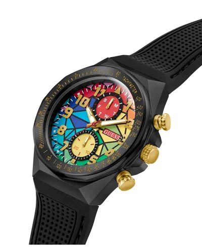 Guess Men's Multi-function Black Silicone Strap Watch, 46mm