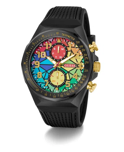 Guess Men's Multi-function Black Silicone Strap Watch, 46mm