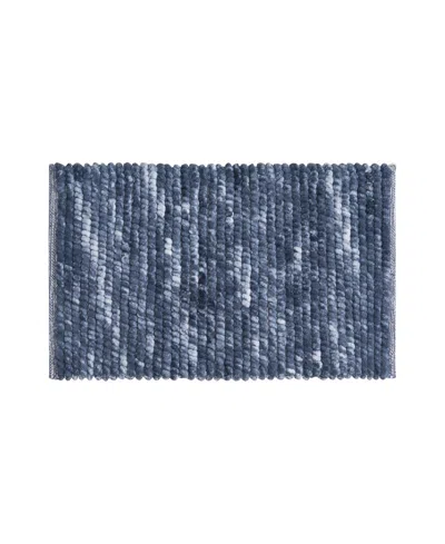 French Connection Space Dye Chunky Chenille Bath Rug, 17" X 24" In Blue