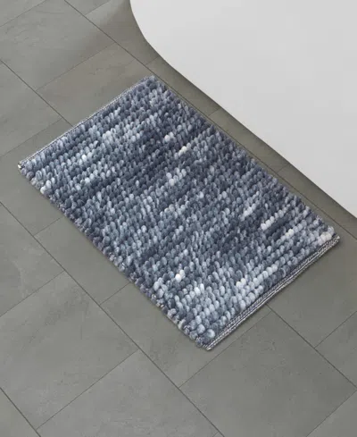 French Connection Space Dye Chunky Chenille Bath Rug, 17" X 24" In Blue