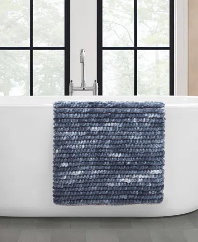 French Connection Space Dye Chunky Chenille Bath Rug, 17" X 24" In Blue