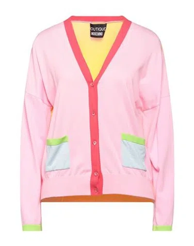 Boutique Moschino Woman Cardigan Pink Size 6 Cotton, Polyamide, Elastane