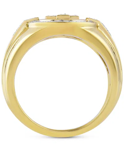 Macy's Men's Diamond Sunray Cross Ring (1/3 Ct. T.w.) In Gold-plated Sterling Silver