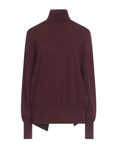 Solotre Woman Turtleneck Burgundy Size 3 Wool, Cashmere