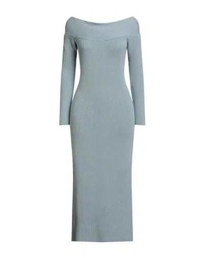 Soallure Woman Midi Dress Sky Blue Size M Viscose, Polyester, Polyamide