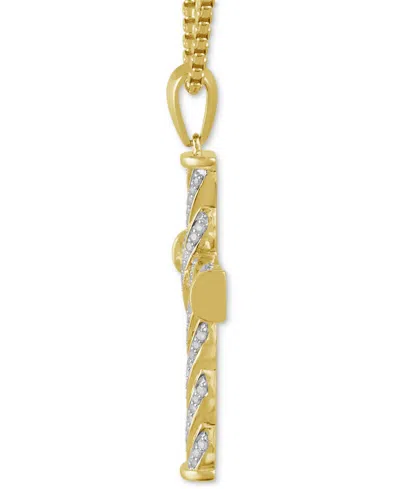 Macy's Men's Diamond Cross 22" Pendant Necklace (1/2 Ct. T.w.) In 18k Gold-plated Sterling Silver