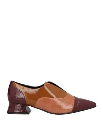 Luciano Barachini Woman Loafers Burgundy Size 8 Textile Fibers