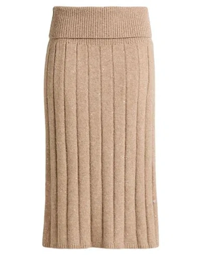 Fabiana Filippi Woman Midi Skirt Light Brown Size 4 Virgin Wool, Silk, Cashmere, Alpaca Wool, Polyes