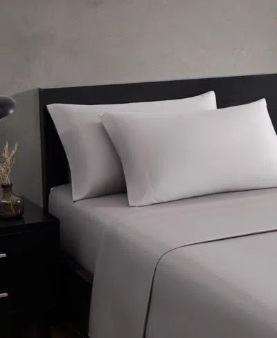 Vera Wang Solid 800 Thread Count Cotton Sateen 4 Piece Sheet Set, King In Gray
