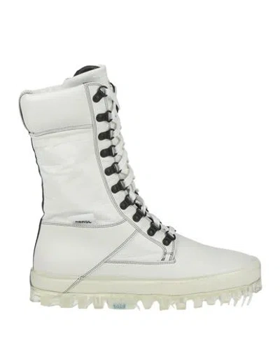 Rbrsl Rubber Soul Bold Woman Ankle Boots White Size 8 Leather, Textile Fibers