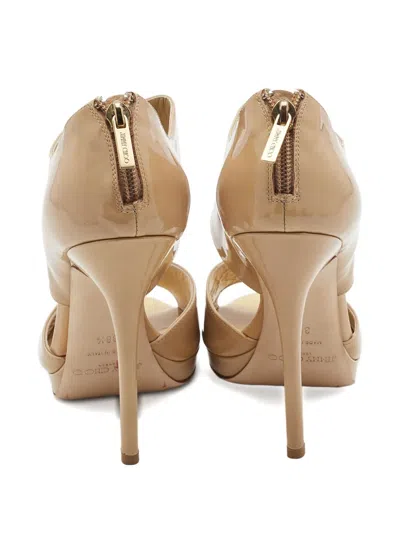 Pre-owned Jimmy Choo 120mm Patent-leather Sandals In Neutral