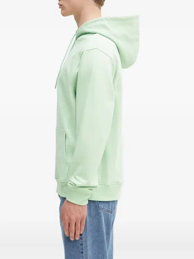 Drôle De Monsieur Logo-embroidered Hoodie In Green
