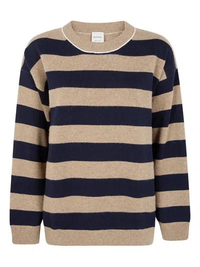 Paul Smith Striped Crew-neck Sweater In Brown