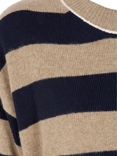 Paul Smith Striped Crew-neck Sweater In Brown