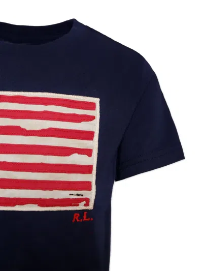 Polo Ralph Lauren Flag Cotton Jersey Tee In Blue