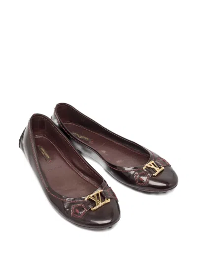 Pre-owned Louis Vuitton Logo-plaque Patent-leather Ballet Flats