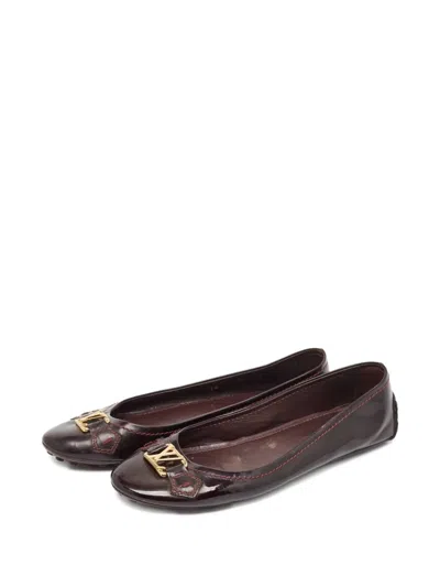 Pre-owned Louis Vuitton Logo-plaque Patent-leather Ballet Flats