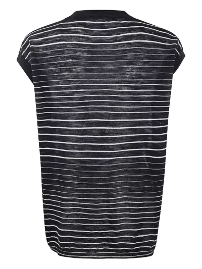 Nuur Striped Linen Top In Black