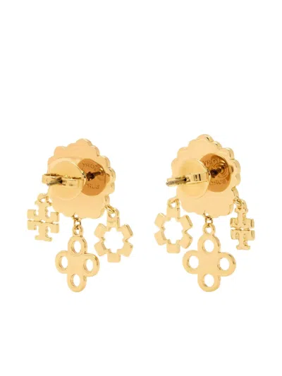 Tory Burch Mother Of Pearl Clover Cluster Drop Earrings In Gold Tone In Gold