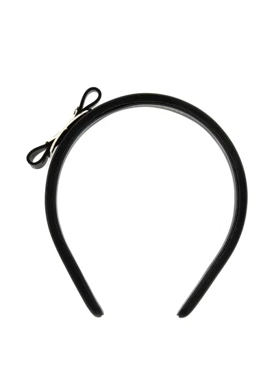 Ferragamo Cerchietto In Pelle Nera  Donna