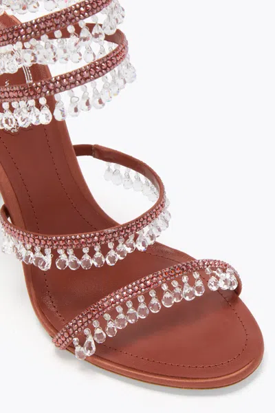 René Caovilla Chandelier Rust Satin/red Flame Strass Sandal