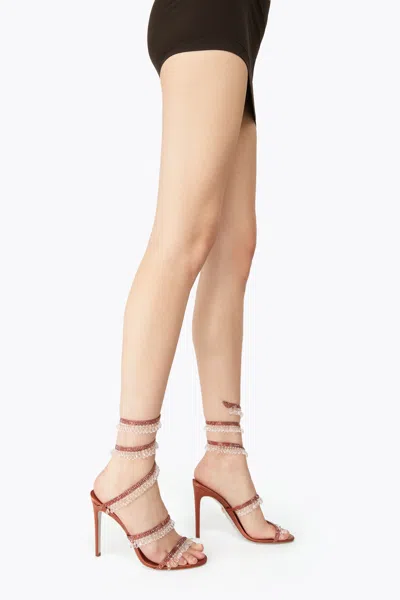 René Caovilla Chandelier Rust Satin/red Flame Strass Sandal