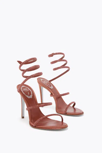 René Caovilla Cleo Rust Satin/red Flame Strass Sandal