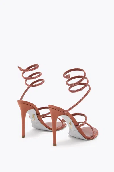 René Caovilla Cleo Rust Satin/red Flame Strass Sandal