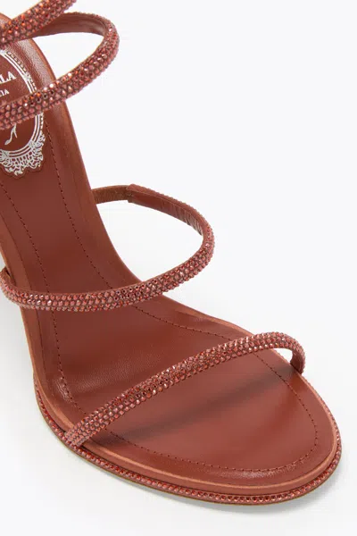 René Caovilla Cleo Rust Satin/red Flame Strass Sandal