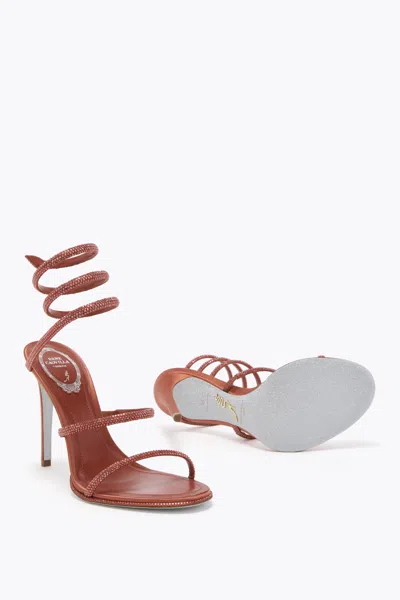 René Caovilla Cleo Rust Satin/red Flame Strass Sandal