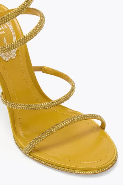 René Caovilla Cleo Mustard Satin/gold Beryl Strass Sandal