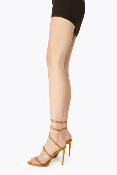René Caovilla Cleo Mustard Satin/gold Beryl Strass Sandal