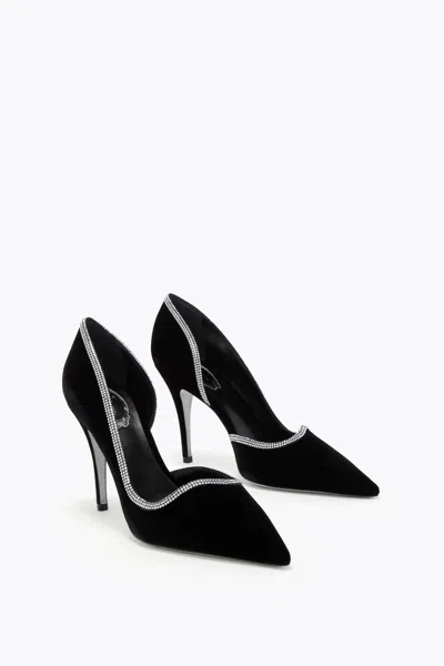 René Caovilla Onda Pump Black Velvet/crystal Strass Pump