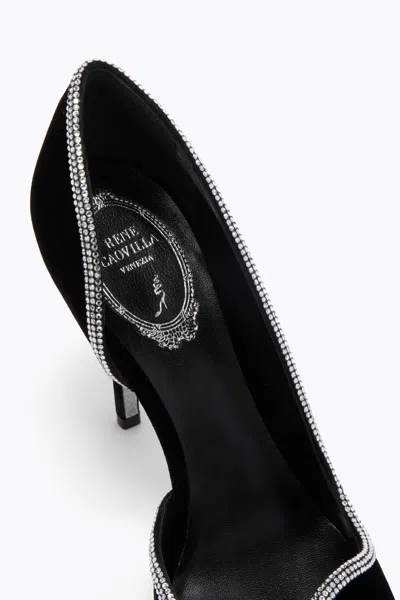 René Caovilla Onda Pump Black Velvet/crystal Strass Pump