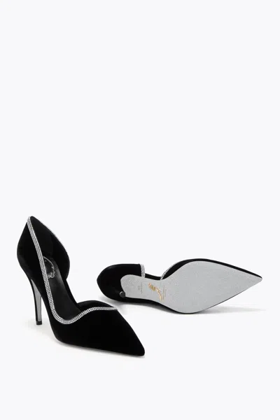 René Caovilla Onda Pump Black Velvet/crystal Strass Pump