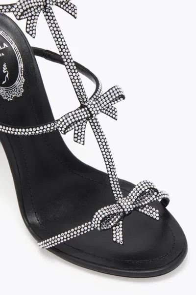 René Caovilla Caterina Black Satin/crystal Strass Sandal In Black
