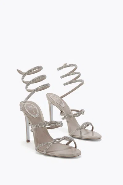 René Caovilla Braid Cleo Fog Satin/black Diamond Strass Sandal