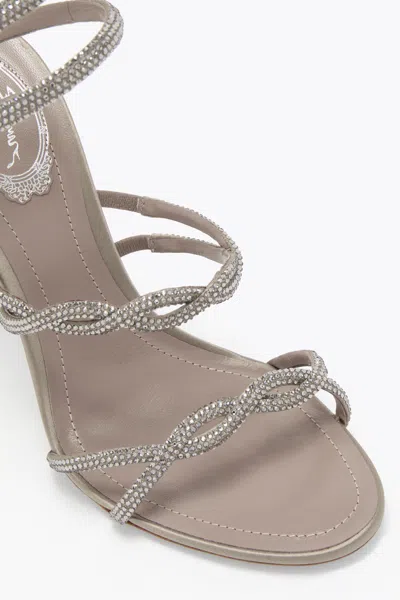 René Caovilla Braid Cleo Fog Satin/black Diamond Strass Sandal