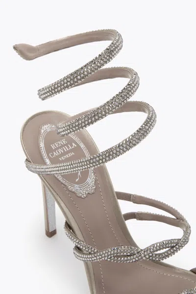 René Caovilla Braid Cleo Fog Satin/black Diamond Strass Sandal
