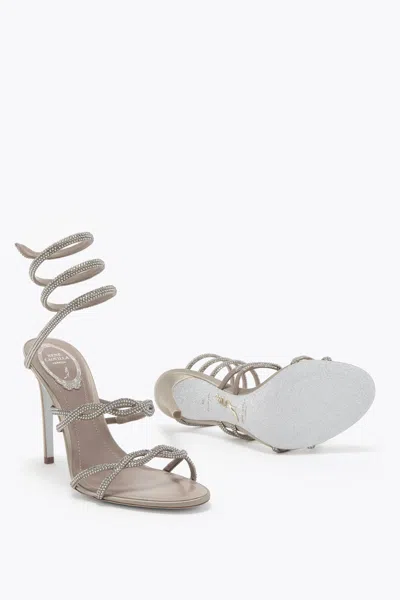 René Caovilla Braid Cleo Fog Satin/black Diamond Strass Sandal