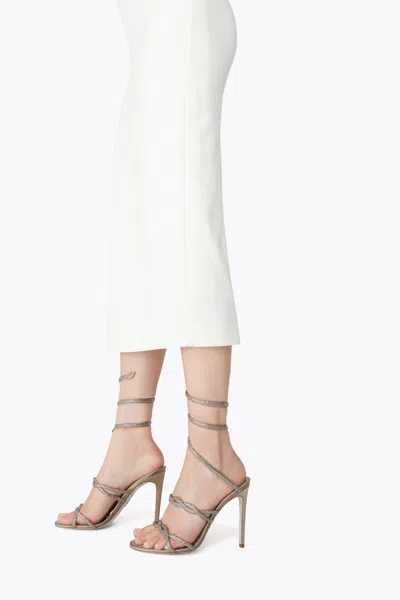 René Caovilla Braid Cleo Fog Satin/black Diamond Strass Sandal
