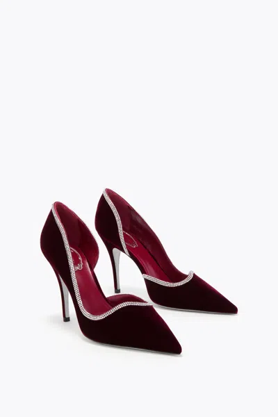 René Caovilla Onda Pump Bordeaux Velvet/crystal Strass Pump