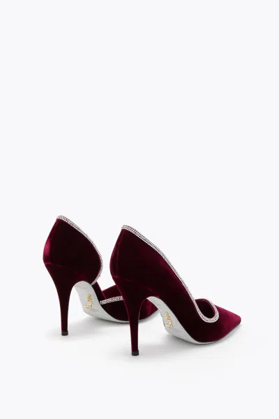 René Caovilla Onda Pump Bordeaux Velvet/crystal Strass Pump
