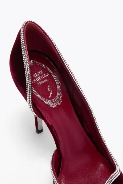 René Caovilla Onda Pump Bordeaux Velvet/crystal Strass Pump