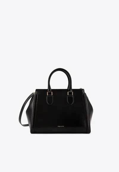 Alexander Mcqueen Large Leather Shoulder Bag With Canvas Lining