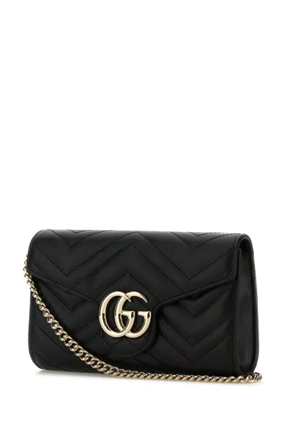 Gucci Portafoglio Gg Marmont In Pelle Nera  Donna