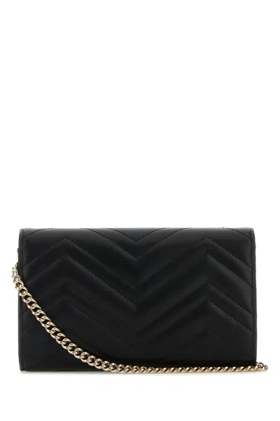 Gucci Portafoglio Gg Marmont In Pelle Nera  Donna
